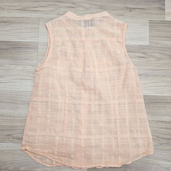Bit & Bridle Womens Peach Orange Button Down Tank Shirt Small - Picture 7 of 7